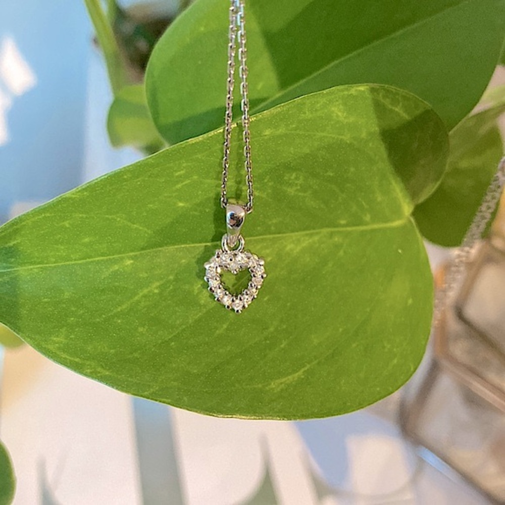 Swarovski Crystal Open Heart Sterling Silver Pendant Necklace